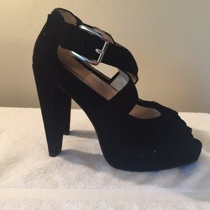 Suede platform heels